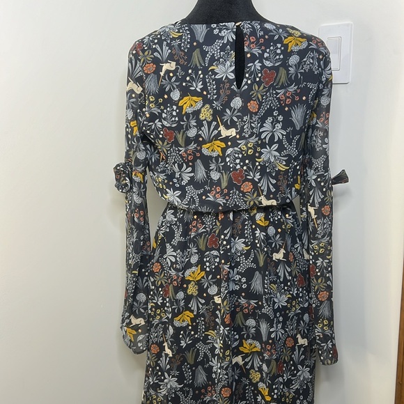 Lauren Conrad Floral Unicorn Ruffle flower Navy Mini dress Woman’s size XS - Picture 9 of 9